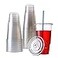 7waalaalo Disposable 32 oz clear Plastic Cups with Flat Lids with x hole50 sets