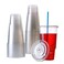 7waalaalo Disposable 32 oz clear Plastic Cups with Flat Lids with x hole50 sets