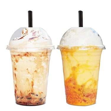 Aatriet 16 oz Clear Plastic Cups with Dome Lids 100 Sets Disposable Party cups for To Go Iced Coffee Cold Drinks Smoothie Bubble Boba Tea Juice Parfait Frappuccino Milkshake Nice Sealing Fruit Cup