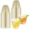 HKACSTHI 25 Pieces 9oz Plastic Cups Disposable Glitter Wine Glasses Clear Plastic Tumblers Dessert Cups Drinking Cups for Wedding Party Cocktail Gold