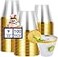 JOLLY CHEF 100 Pack Gold Plastic Cups 9 oz Clear Plastic Tumblers Elegant Gold Rimmed Cups Disposable Glasses for Wedding Thanksgiving Day Christmas Party