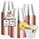 JOLLY CHEF 100 Pack Rose Gold Plastic Cups 9 oz Clear Plastic Tumblers Elegant Rose Gold Rimmed Cups Disposable Glasses for Wedding Thanksgiving Day Christmas Party