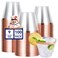 JOLLY CHEF 100 Pack Rose Gold Plastic Cups 9 oz Clear Plastic Tumblers Elegant Rose Gold Rimmed Cups Disposable Glasses for Wedding Thanksgiving Day Christmas Party