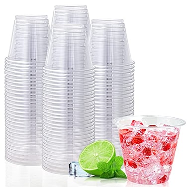 Lilymicky 200 Pack 9 oz Clear Plastic Cups 9 Ounce Disposable Plastic Drinking Cups Crystal Clear for Parties Ceremonies Events