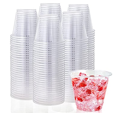 Lilymicky 300 Pack 9 oz Clear Plastic Cups 9 Ounce Disposable Plastic Drinking Cups Crystal Clear for Parties Ceremonies Events