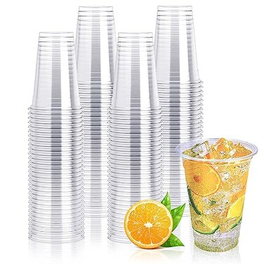 Lilymicky 200 Pack 10 oz Clear Plastic Cups PET Disposable Drinking Cups Perfect for Birthday Parties Ceremonies Events