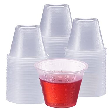 GUSTO 300 Count 1 oz Plastic Disposable Medicine Measuring Cup for Liquid Medicine Epoxy Pills Formerly Comfy Package