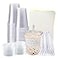 Xlong 50 Sets Clear Plastic Cups With Flat Lids16oz Disposable Iced Coffee Cups with Straws and StickersPlastic Cups for Iced CoffeeCold DrinksJuice Bubble Boba TeaSmoothie Milkshake