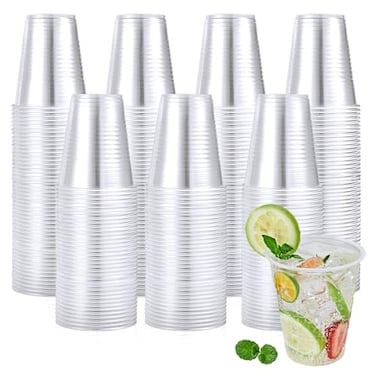 Turbo Bee 480 Pack 12oz Clear Plastic CupsDisposable Drinking CupsHot and Cold Drink Container for Water Juice Soda Milk