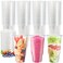 TOPZEA 50 Pack Clear Plastic Cup with Flat Lid for Iced Coffee 32oz PE Plastic Drinking Cup Large Disposable Parfait Fruit Cups Perfect for Cold Drink Smoothie Milkshake Dessert