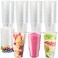 TOPZEA 50 Pack Clear Plastic Cup with Flat Lid for Iced Coffee 32oz PE Plastic Drinking Cup Large Disposable Parfait Fruit Cups Perfect for Cold Drink Smoothie Milkshake Dessert