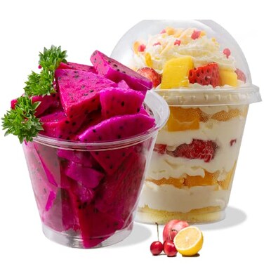 botogift 9 oz Clear Plastic Cups with Dome Lids Dessert Cups with Lids25 Sets PET Disposable Party Cups NO HOLE Parfait Crystal for PuddingIce CreamCupcake