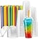 ELEGANT DISPOSABLES 40 Sets 24 Oz Crystal Clear PET Plastic Cups With Dome lids Straws for Iced Coffee Cold Drinks Milkshake Slush Cup Smoothys Slurpee Partys Plastic Disposable Cups