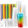 ELEGANT DISPOSABLES 40 Sets 24 Oz Crystal Clear PET Plastic Cups With Dome lids Straws for Iced Coffee Cold Drinks Milkshake Slush Cup Smoothys Slurpee Partys Plastic Disposable Cups