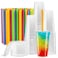 ELEGANT DISPOSABLES 40 Sets 24 Oz Crystal Clear PET Plastic Cups With Flat lids Straws for Iced Coffee Cold Drinks Milkshake Slush Cup Smoothys Slurpee Partys Plastic Disposable Cups