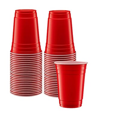 GUSTO 18 oz 50 Count Disposable Plastic Red Cups Party Drinking Cups for Events and Everyday Use
