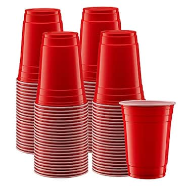 GUSTO 18 oz 100 Count Disposable Plastic Red Cups Party Drinking Cups for Events and Everyday Use