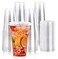Lilymicky 60 Sets 24 oz Clear Plastic Cups With Flat Lids 24 Ounce Disposable Drinking Cups With Lids for Ice Coffee Smoothie Slurpee or Any Cold Drinks