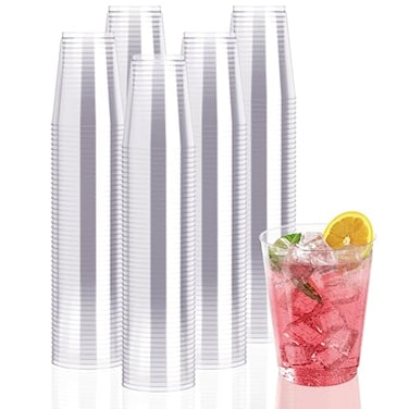 JollyPack 300 Pack Clear Plastic Cups 10 OZ Disposable Heavyduty Hard Drinking Cups for Christmas Wedding Home Dinner and other Events