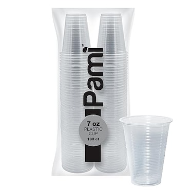 PAMI Disposable Plastic Cups Bpa Drinking Glasses for Parties Cold Drinks Smoothies Jello Cocktails 7 Oz Pack of 100