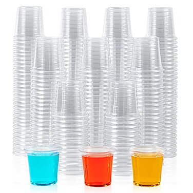 Lilymicky 500 PACK 1 oz Plastic Shot Glasses 1 Ounce Clear Disposable Party Cups for Vodka Whiskey Tequila Mini Plastic Containers for Sauce and Sample Tasting