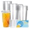 BALDCC 32 oz 50 Pack Crystal Clear Plastic Cups with Lids Oversized Disposable Clear Cups Flat Cover Pluggable Straw for Smoothie Iced CoffeeMilkshake Any Cold Drink