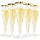 FOCUSLINE 100 Pack Plastic Champagne Flutes 45 Oz Gold Rim Plastic Champagne Glasses Disposable Clear Toasting Glasses Recyclable Champagne Cups for Wedding Party