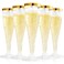 FOCUSLINE 100 Pack Plastic Champagne Flutes 45 Oz Gold Rim Plastic Champagne Glasses Disposable Clear Toasting Glasses Recyclable Champagne Cups for Wedding Party