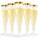 FOCUSLINE 100 Pack Plastic Champagne Flutes 45 Oz Gold Rim Plastic Champagne Glasses Disposable Clear Toasting Glasses Recyclable Champagne Cups for Wedding Party