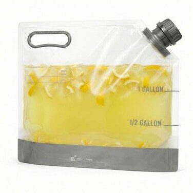 Restaurantware Cater Tek 1 Gallon Water Containers 10 Drink Bags Collapsible Includes TamperEvident Caps Clear Plastic Beverage Bags For Catered Events Camping or Hiking Durable Handle