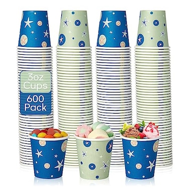 TV TOPVALUE 600 Pack 3 oz Paper Cups Disposable Mini Cups for Mouthwash Espresso Snack Used for Bathroom Party Picnic Travel and Events