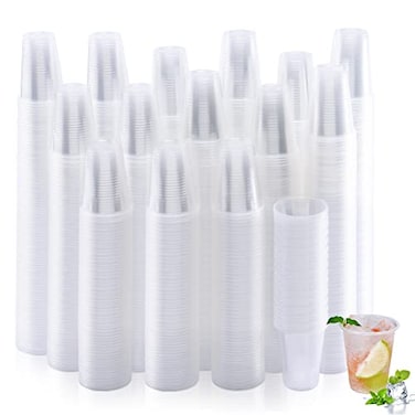 Turbo Bee 1000 Pack 7 oz Disposable Plastic Cups Drinking Cups Clear Plastic Cups Tumblers for Birthday Parties Picnics Ceremonies and Weddings