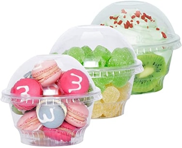 botogift 5 oz Clear Plastic Dessert Cups with Dome Lids 25Sets Disposable Snack Bowls No Hole for Cereal Parfait Yogurt Cupcakes Pudding Jello and Individual Desserts at Party