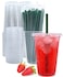 Aatriet 50 Sets 20 oz Clear Plastic Cups with Lids and Straws Disposable Coffee Cups