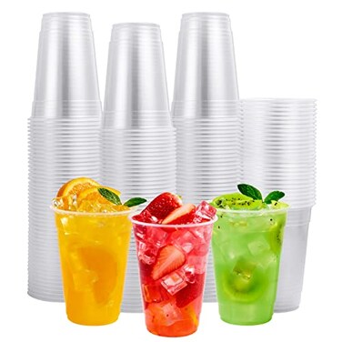 FOCUSLINE 200pack 16 oz Clear Plastic Cups Disposable Plastic Clear Cups Disposable DrinkIng Cup for Water Juice Soda Ice Coffee