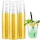 I00000 200 Pack Gold Plastic Cups 10 oz Clear Plastic Cups Gold Rimmed Disposable Wine Glasses Fancy Disposable Party Cups Wedding Cup Drinking Tumblers Cocktail Glasses with Gold Rim