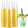 I00000 200 Pack Gold Plastic Cups 10 oz Clear Plastic Cups Gold Rimmed Disposable Wine Glasses Fancy Disposable Party Cups Wedding Cup Drinking Tumblers Cocktail Glasses with Gold Rim