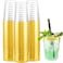 I00000 200 Pack Gold Plastic Cups 10 oz Clear Plastic Cups Gold Rimmed Disposable Wine Glasses Fancy Disposable Party Cups Wedding Cup Drinking Tumblers Cocktail Glasses with Gold Rim
