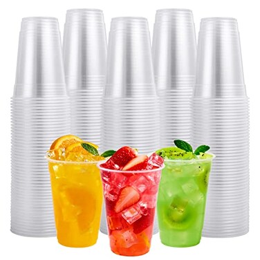 FOCUSLINE 300pack 16 oz Clear Plastic Cups Disposable Plastic Clear Cups disposable DrinkIng Cup for Water Juice Soda Ice Coffee