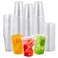 FOCUSLINE 200 PACK 12oz Clear Plastic Cups Disposable Cold Drinking Cups 12 Ounce Clear Cups with Flat Lids with Holes for Smoothie Milkshake Bubble Tea Parfait