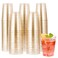JOLLY CHEF 100 Pack 10 oz Gold Plastic Cups Disposable Gold Glitter Cups Clear Plastic Tumblers Perfect for Weddings Christmas Parties