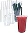 Cappatua 50 SETS 20 oz Clear Plastic Cups with Lids and STRAWS Disposable Drinking Cups for Cold Drinks Iced Coffee Milkshakes Smoothies