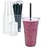 Cappatua 24 oz Clear Plastic Cups with Lids and STRAWS Disposable Drinking Cups for Cold Drinks Iced Coffee Milkshakes Smoothies 25 Sets