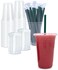 Cappatua 20 oz Clear Plastic Cups with Lids and STRAWS Disposable Drinking Cups for Cold Drinks Iced Coffee Milkshakes Smoothies 25 Sets