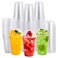 FOCUSLINE 200 PACK 16oz Clear Plastic Cups with Lids Disposable Cold Drinking Cups 16 Ounce Large Clear Cup with Dome Lids with Holes for Smoothie Milkshake Bubble Tea Parfait