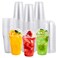 FOCUSLINE 200 PACK 16oz Clear Plastic Cups with Lids Disposable Cold Drinking Cups 16 Ounce Large Clear Cup with Dome Lids with Holes for Smoothie Milkshake Bubble Tea Parfait