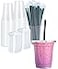 Cappatua 50 SETS 12 oz Clear Plastic Cups with Lids and STRAWS Disposable Iced Coffee cups with Lids Clear Cups with Lids for Cold Drinks Iced Tea Milkshakes Smoothies
