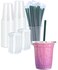Cappatua 50 SETS 12 oz Clear Plastic Cups with Lids and STRAWS Disposable Iced Coffee cups with Lids Clear Cups with Lids for Cold Drinks Iced Tea Milkshakes Smoothies