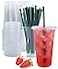 Aatriet 50 Sets 24 oz Clear Plastic Cups with Lids and Straws Disposable Coffee Cups