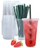 Aatriet 50 Sets 24 oz Clear Plastic Cups with Lids and Straws Disposable Coffee Cups